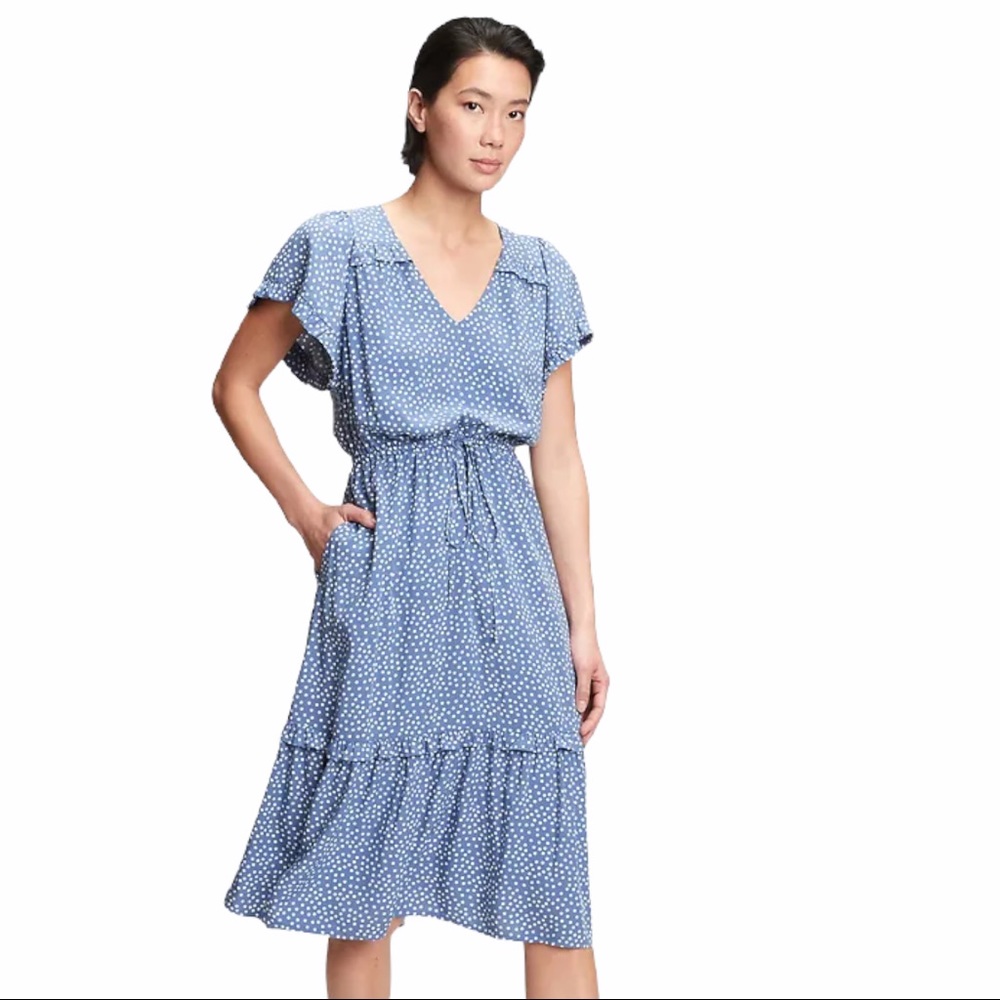 nwt | gap | flutter sleeve polka dot midi dress